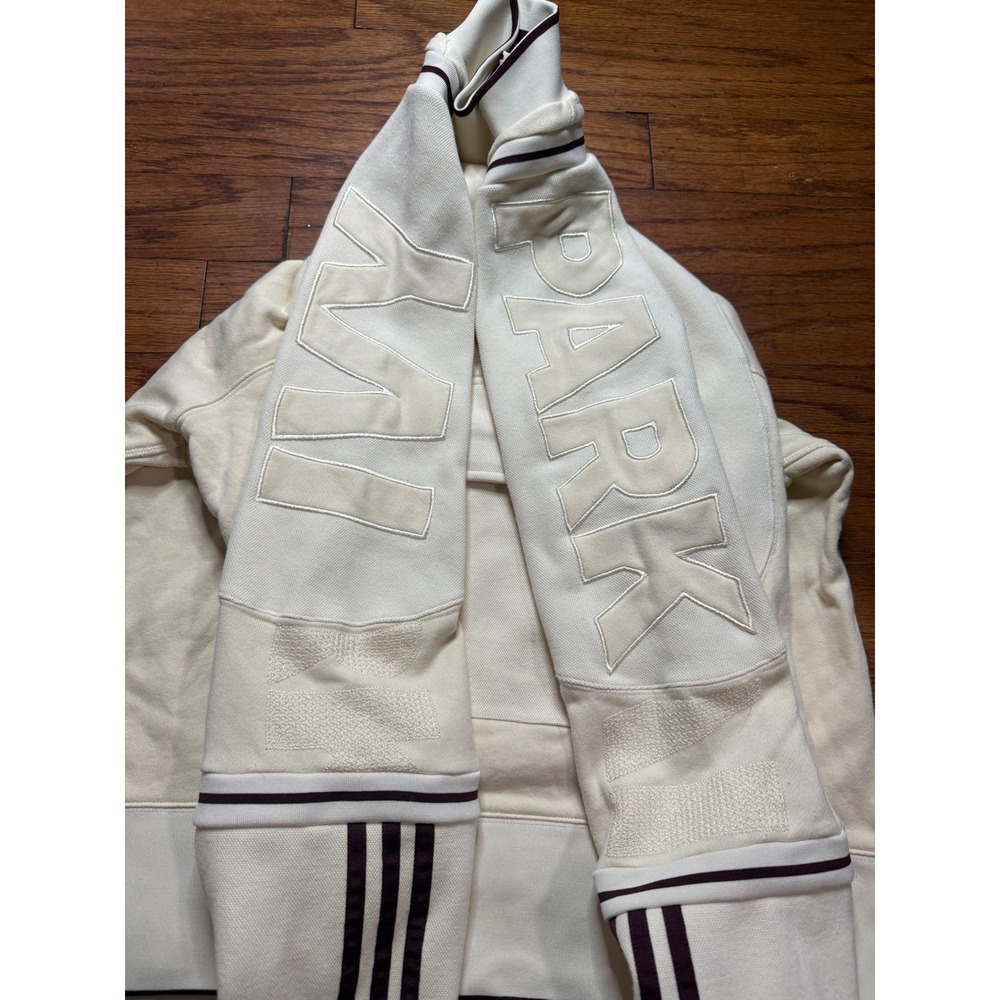 Adidas Ivy Park Womens Oversized Sweatshirt Cream Maroon V-Neck Pullover Small